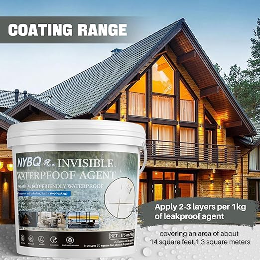 NYBQ Waterproof Sealant Coating 175oz, Transparent Invisible Waterproof Agent, Super Strong Anti-Leakage Polyurethane Coating for Bathroom, Roofs, Kitchen, Patio, Walls, Indoor & Outdoor