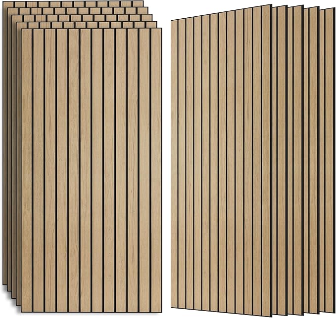 Wood Veneer Sound Panels, 10 Pack 47.2”x23.6” Wall Panels, Decorative Acoustic Panels for Walls, for Office,Home Theater,Studio,Living Room, Teak(Mitred)