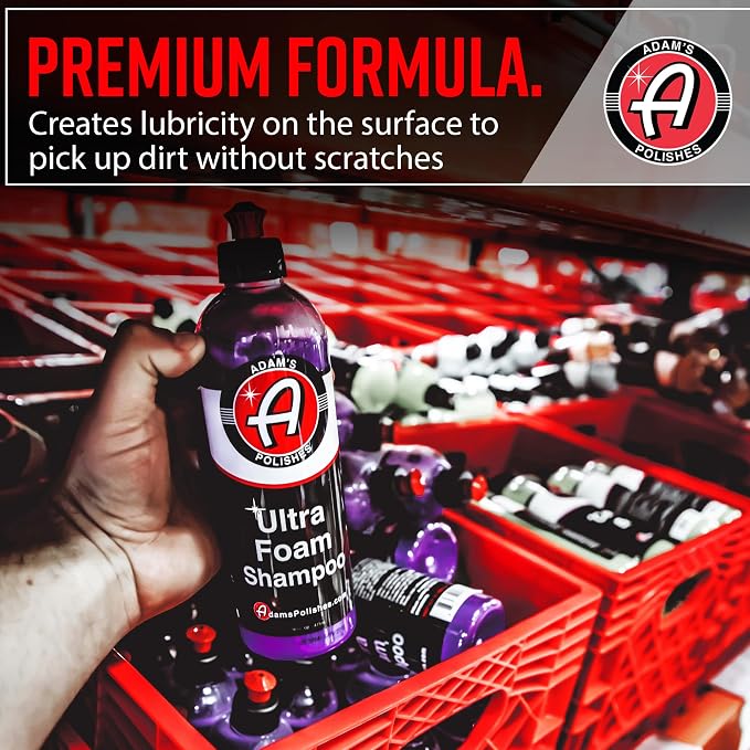 Adam's Polishes Ultra Foam Shampoo 16oz - Our Most Sudsy Car Shampoo Formula Ever - pH Neutral Formula for Safe, Spot Free Cleaning - Ultra Slick Formula, Wont Scratch or Leave Water Spots