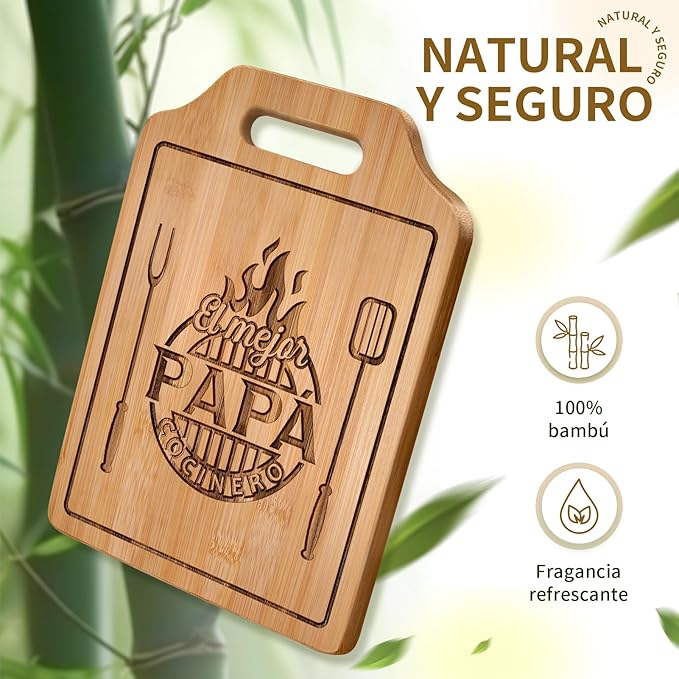 AceThrills Regalos para Papa, Regalos Para Papa Dia Del Padre – Tabla de Cortar de Bambú Grabada 12.3"L x 8.7"W x 0.4"Th