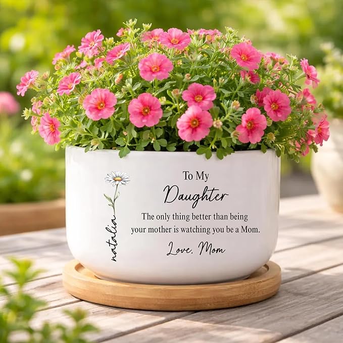 Personalized Daughter Gift from Mom, Custom Mothers Day Plant Pot for Daughters, Custom Mother Daughters Plant Pot, to My Daughter Gifts, Gift for Birthday