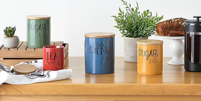 DII Kitchen Accessories Retro Collection, Ceramics, Canister Set, Red, 3 Piece