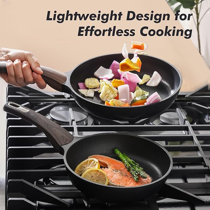 SENSARTE 8inch Nonstick Frying Pan Skillet with Lid, Black | Non Stick Pan Omelette Pans with Cover, Healthy Kitchen Cooking Chef's Pan with Cover, PFOA/PFOS Free, Induction Compatible