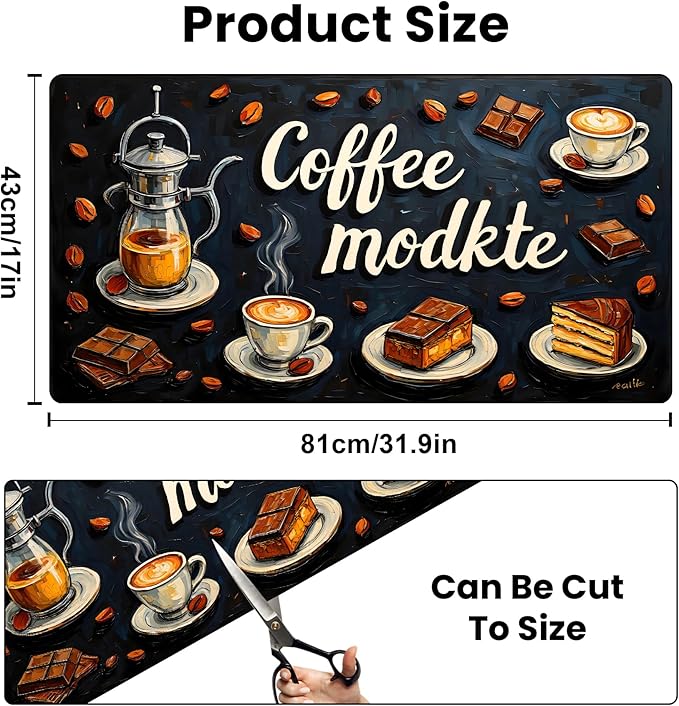 Coffee Mat 17"x32" - Extra Large Absorbent Non Slip Dish Drying Mat,Coffee Bar Accessories,Kitchen Counter Protector for Coffeemaker, Sink, Dining Decor