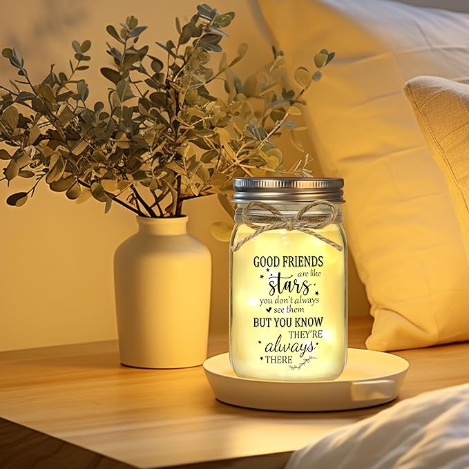 Friendship Gifts for Women, Gifts for Best Friend Woman, Best Friend Birthday Gift for Women, Gift for Friends for Valentines Day Christmas, Mason Jar Light Night Home Decor