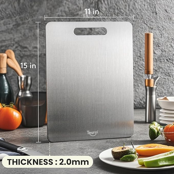 2 Pack Titanium Cutting Board - 100% Pure Titanium Cutting Boards For Kitche,Easy to clean, Double-sided food-grade Cutting Board For Cutting Meats, Fruits And Vegetables (15.12 * 11.11)