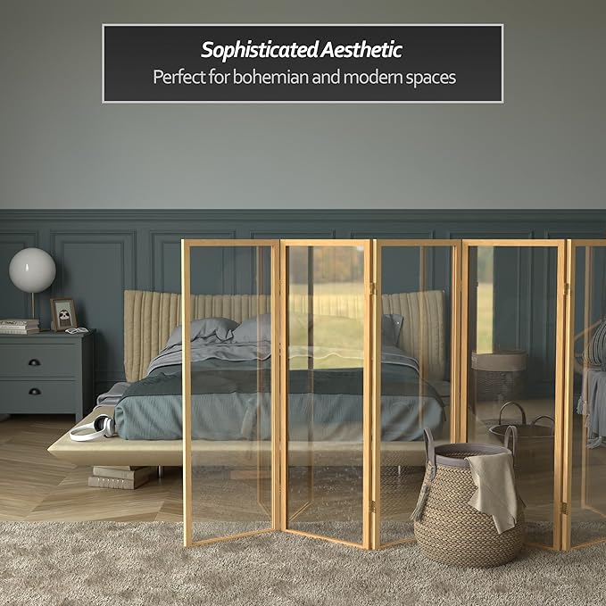 4 ft. Short Clear Plastic Partition Natural 6 Panel
