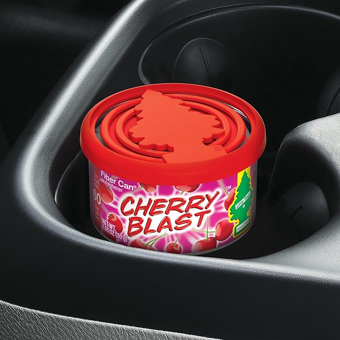 LITTLE TREES Car Air Freshener | Fiber Can Provides Long Lasting Scent for Auto or Home | Recycled Fiber | Cherry Blast, 4 Air Fresheners