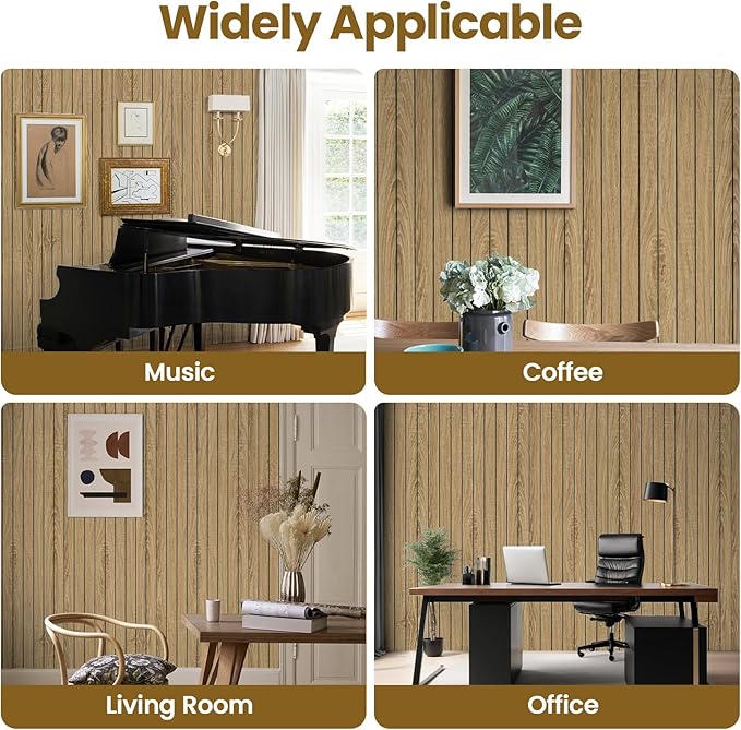 Abyssaly 3D Peel and Stick Wood Wall Panels, 15.7" x 236" Thickened PVC Self-Adhesive Wall Paneling, Soundproof Waterproof Brown Wood Slat Wallpaper for Living Room Bedroom Kitchen Accent Walls