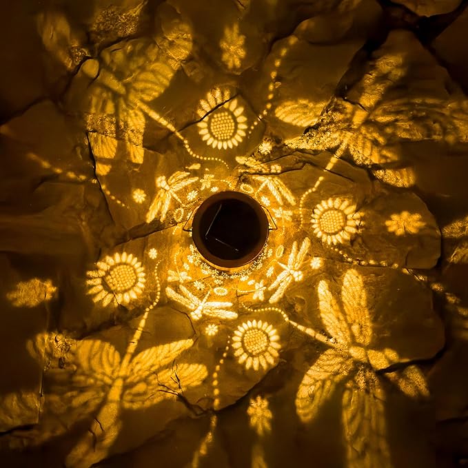 ANYTALK Dragonfly Flower Solar Lanterns Outdoor Waterproof, Birthday Gifts for Women Mom Grandma, Hanging Solar Lights for Yard, Patio, Porch, Garden Decor, Christmas Gifts for Her/Him