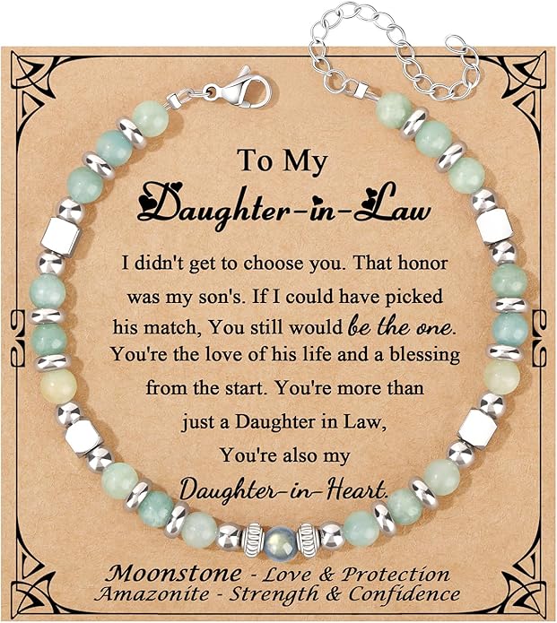 JoycuFF 𝗚𝗶𝗳𝘁𝘀 𝗳𝗼𝗿 𝗪𝗼𝗺𝗲𝗻 𝗠𝗼𝗼𝗻𝘀𝘁𝗼𝗻𝗲 𝗕𝗿𝗮𝗰𝗲𝗹𝗲𝘁 Amazonite Colorful Imperial Jasper Stainless Steel Beads Bracelets, Mothers Day Birthday Christmas Valentines Graduation Gifts
