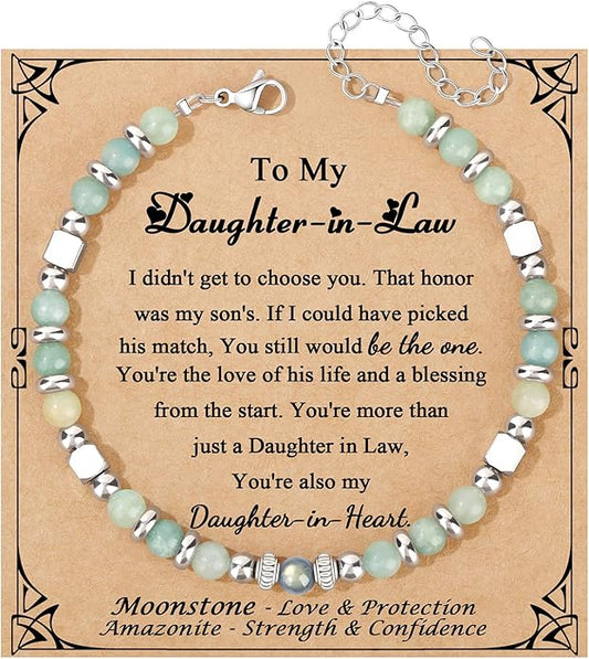 JoycuFF 𝗚𝗶𝗳𝘁𝘀 𝗳𝗼𝗿 𝗪𝗼𝗺𝗲𝗻 𝗠𝗼𝗼𝗻𝘀𝘁𝗼𝗻𝗲 𝗕𝗿𝗮𝗰𝗲𝗹𝗲𝘁 Amazonite Colorful Imperial Jasper Stainless Steel Beads Bracelets, Mothers Day Birthday Christmas Valentines Graduation Gifts