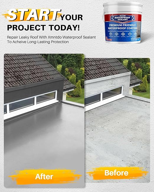 Polyurethane Waterproof Coating, 1 Gallon, Light Grey, Flexible Roof Sealant Waterproof, Indoor & Outdoor Multi-Surface Water Proof Sealant for Concrete, Walls, Metal Roofs Crack & Leak Repair