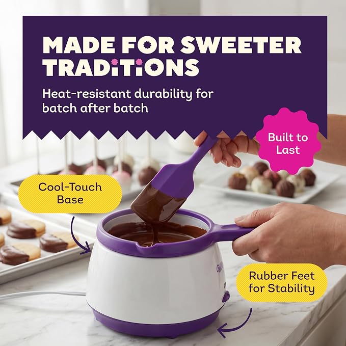 Wilton Candy Melts Melting Pot, Strawberries Cakepops, 2.5-Cup | 2.5-Cup Electric Melting Pot Keeps Candy Melts Warm for Dipping Strawberries, Cake Pops & Chocolate-Coated Treats