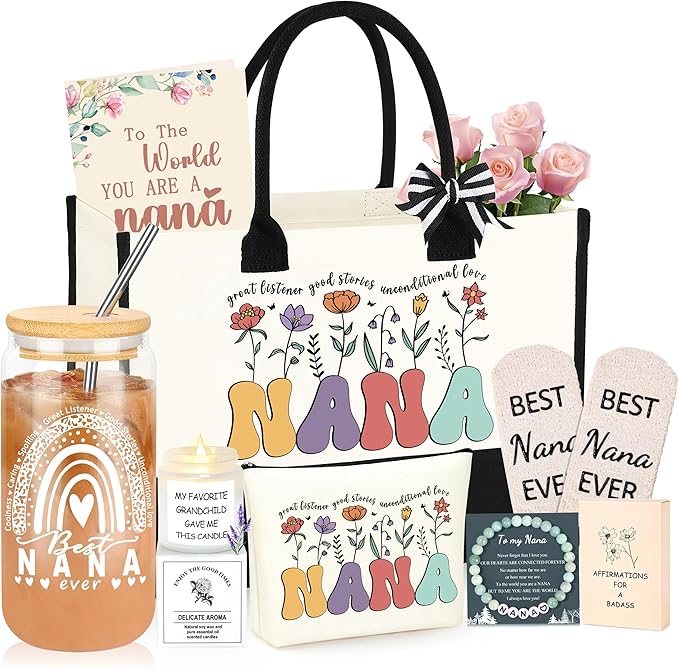 DOGMEM Mothers Day Gifts for Nana, Gifts for Nana Birthday, Mothers Day Birthday Gift for Nana from Granddaughter Grandson Grandchildren Grandkids Best Grandma Gift Set