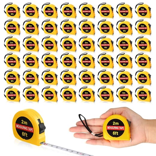 Copkim 50 Pcs 6 FT Mini Tape Measure Retractable Bulk Small Measuring Tape Pocket Size Measurement Tool for Operation Christmas Items Party Favor Gifts Stuffers for Men(Yellow)