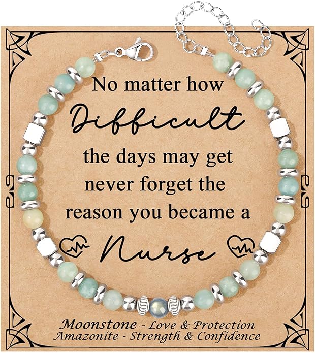 JoycuFF 𝗚𝗶𝗳𝘁𝘀 𝗳𝗼𝗿 𝗪𝗼𝗺𝗲𝗻 𝗠𝗼𝗼𝗻𝘀𝘁𝗼𝗻𝗲 𝗕𝗿𝗮𝗰𝗲𝗹𝗲𝘁 Amazonite Colorful Imperial Jasper Stainless Steel Beads Bracelets, Mothers Day Birthday Christmas Valentines Graduation Gifts