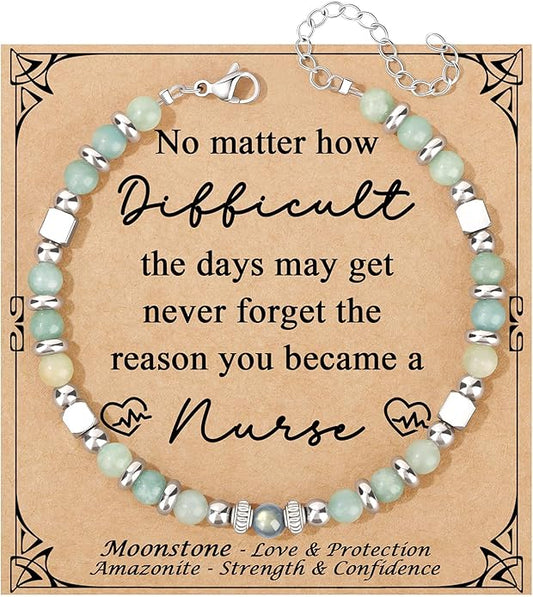 JoycuFF 𝗚𝗶𝗳𝘁𝘀 𝗳𝗼𝗿 𝗪𝗼𝗺𝗲𝗻 𝗠𝗼𝗼𝗻𝘀𝘁𝗼𝗻𝗲 𝗕𝗿𝗮𝗰𝗲𝗹𝗲𝘁 Amazonite Colorful Imperial Jasper Stainless Steel Beads Bracelets, Mothers Day Birthday Christmas Valentines Graduation Gifts