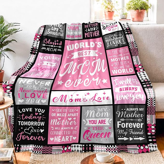 Moms from Daughter Son - Blanket Gifts for Mom - World's Best Mom Ever Gifts - Christmas Valentines Day Birthday Present for Moms - Mother Life Blanket 60"x80"