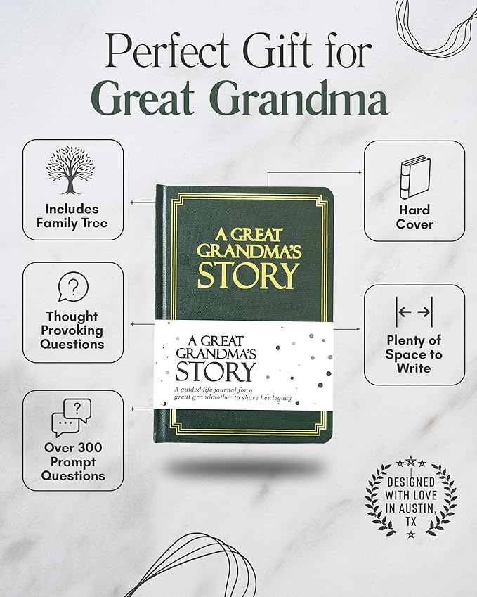 Great Grandma's Life Story Journal (Hardcover): A Meaningful Keepsake for Great Grandma to Share Her Journey & Memories, Book Includes 250+ Prompts, Great Gifts for Mother's Day, Birthday & Christmas