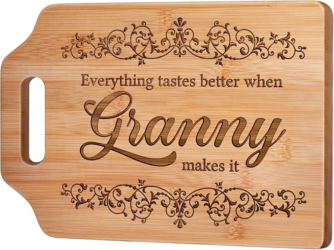 AceThrills Granny Mothers Day Gift, Granny Gift for Birthday, Christmas from Grandkids - Engraved Bamboo Cutting Board 12.3"L x 8.7"W x 0.4"Th