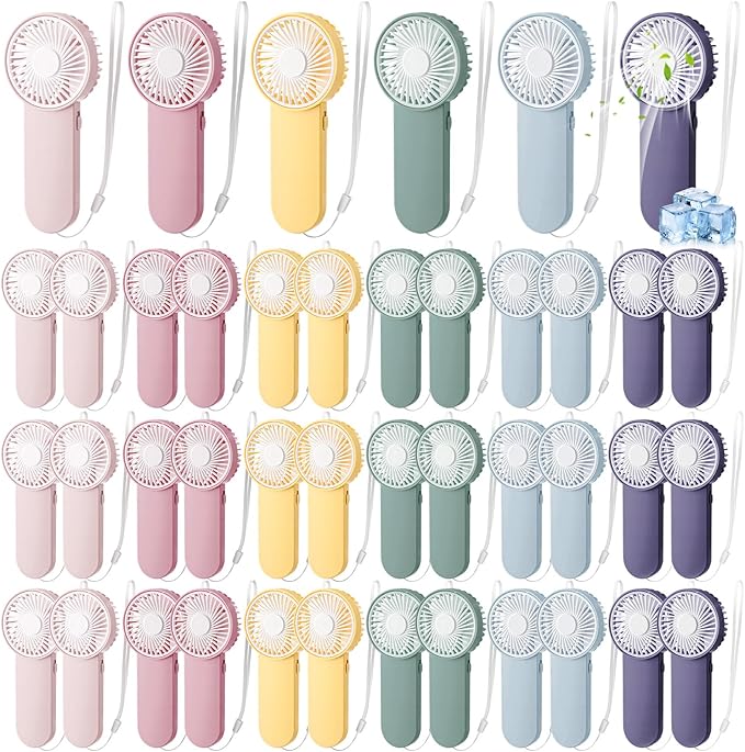 Rossesay 30 Pcs Mini Portable Fan Handheld Battery Operated Portable Small Personal Fans for Summer Travel Beach Indoor Outdoor Cooling Gift (Morandi Color)