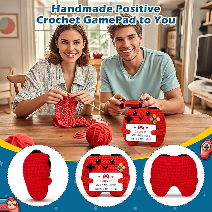 Handmade Crochet Game Controller, Birthday Gifts for Him Her, Romantic Gift for Couples Mothers Day, Valentine’s Day, Anniversary, Room Décor for Boyfriend Girlfriend, Gaming Room Accessories Stuff