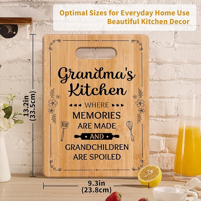 Grandma Gifts, Grandma Birthday Gifts - Unique Cutting Board - Best Gifts for Grandma from Grandchildren - Thoughtful Mothers Day Christmas Gifts for Grandma Grandmother Gift Ideas 13.2x9.3 in