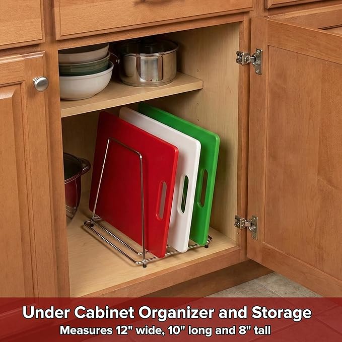 Commercial Cutting Board Rack, Fits 1" Thick Baking Pans and Sheets for Organizer - NSF Stainless Steel, Holds 6 Boards