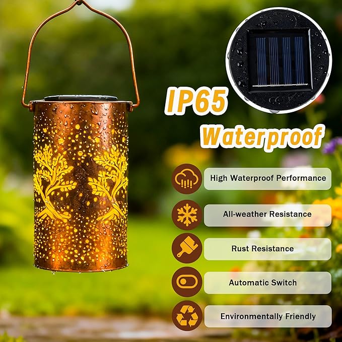 ANYTALK Tree of Life Solar Lanterns Outdoor Waterproof, Birthday Gifts for Women Mom Grandma, Hanging Solar Lights for Yard, Patio, Porch, Garden Decor, Christmas Gifts for Her/Him