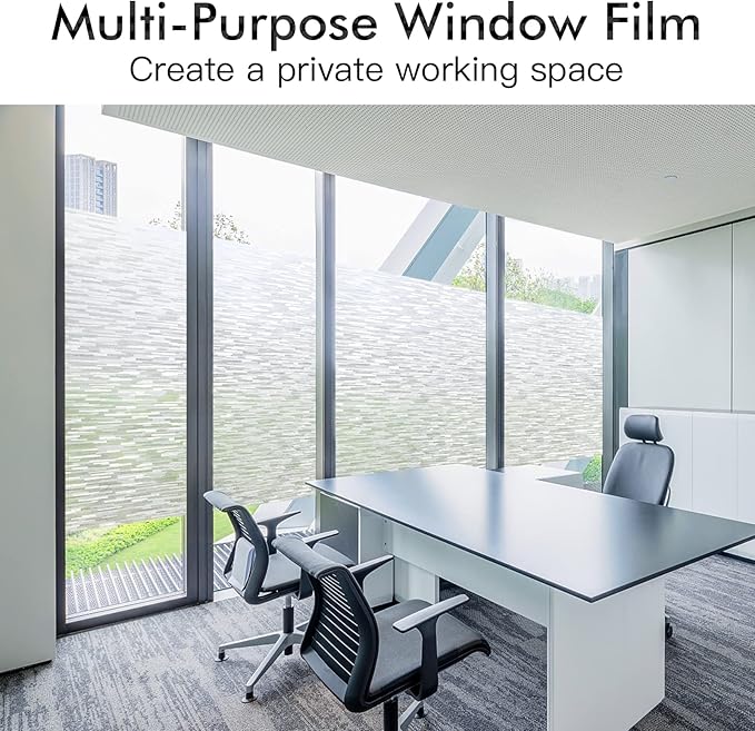 Haton Window Privacy Film, Frosted Glass Film, Sun Blocking Static Cling for Bathroom & Office, Heat Control Anti Glare Removable, UV Rejection Non-Adhesive Covering for Home, 23.6" x 78.7"