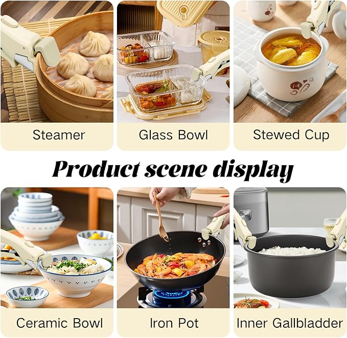Detachable Handle Cookware Set 2 Pack Pots and Pans Replacement Handles Heat Resistant & Ergonomic Grip Compatible with Most Non-Stick Pans, Skillets & Pots (Beige and Black)