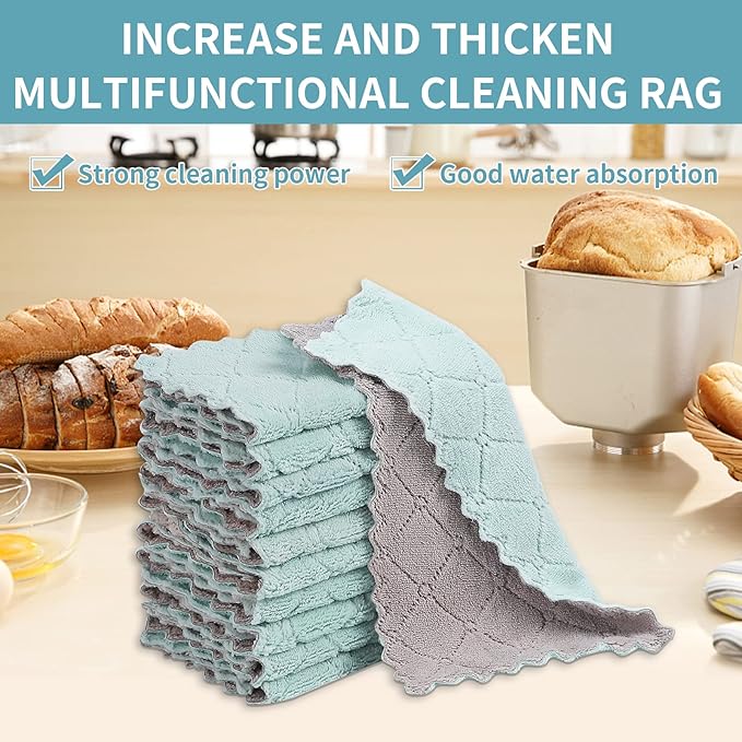 GADIEDIE 10 Pack Kitchen Dish Cloths Dish Towels,Super Absorbent Coral Fleece Cloth,Premium Dishcloths,Nonstick Oil Washable Fast Drying Dish Rags,Reusable Cloth forTable Chair Dish Glass