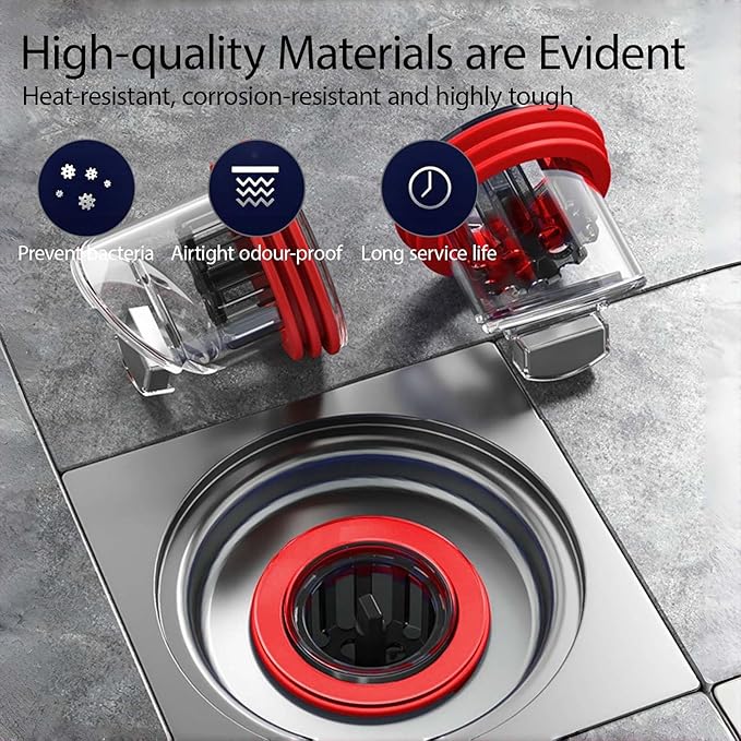 3PCS Shower Floor Drain Backflow Preventer, Backflow Preventer with Magnetic Closure Valve, Hair Catcher, and Silicone Reducer Ring, Fits 1.7''-3.9'' Id Drains, Sewers, and Pipes