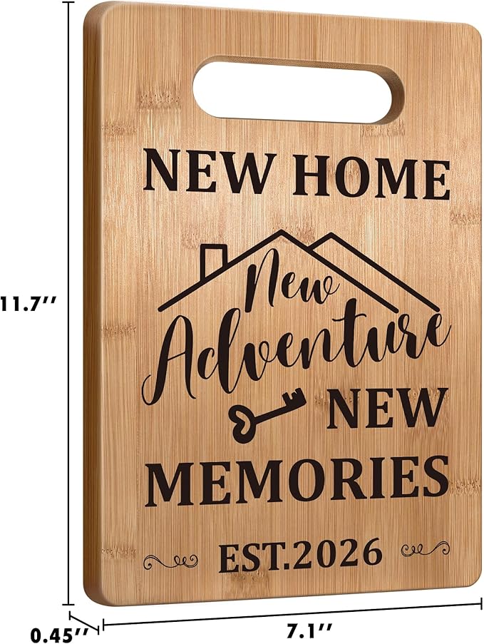 Housewarming Gift for New House Homeowner, House Warming Gifts New Home 2026 Cutting Board Gift, First Home Gift for Neighbor, Realtor Closing Gifts for Home Buyers New Home New Adventure New Memories
