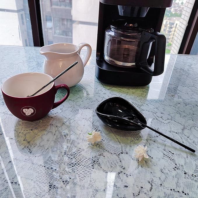 Ture Small Mini Ceramic Spoon Rest: Coffee Teaspoon & Bar Spoon Holder Kit, Black & Black (sic) - Coffee Bar Accessories