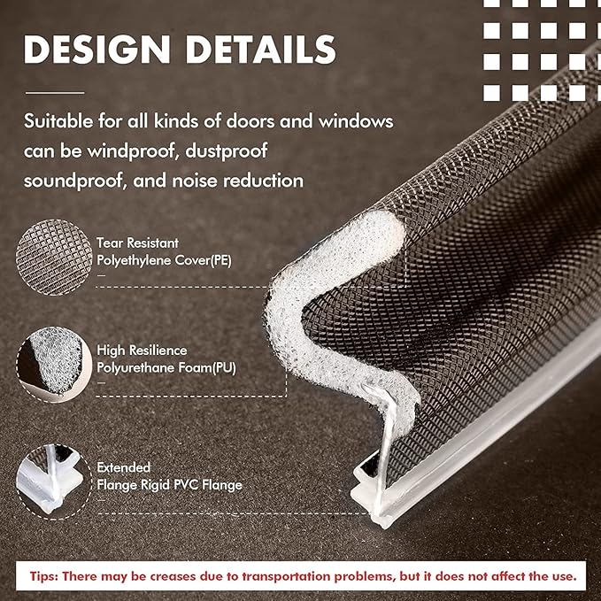 BBTO Weather Stripping Door Seal Exterior Weather Strip for Window V-Shaped Foam Kerf Garage Door Gap Blocker Soundproof Home Improvement Easy to Install(150 Feet,Brown)