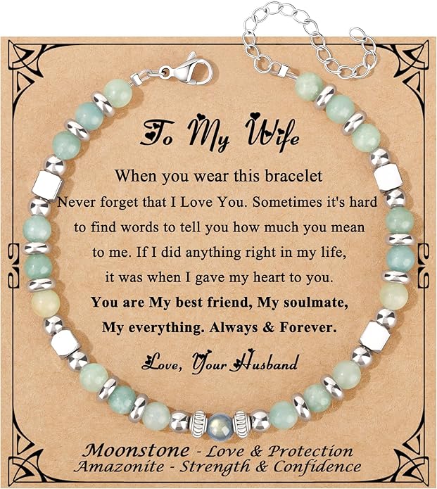 JoycuFF 𝗚𝗶𝗳𝘁𝘀 𝗳𝗼𝗿 𝗪𝗼𝗺𝗲𝗻 𝗠𝗼𝗼𝗻𝘀𝘁𝗼𝗻𝗲 𝗕𝗿𝗮𝗰𝗲𝗹𝗲𝘁 Amazonite Colorful Imperial Jasper Stainless Steel Beads Bracelets, Mothers Day Birthday Christmas Valentines Graduation Gifts