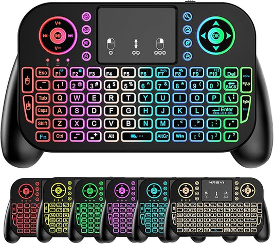 Mini Keyboard with Touchpad-2.4GHz & Bluetooth Dual-Mode,7-Color Backlight, Multimedia Hotkeys, Rechargeable, for Android TV Box, Smart TV, Projector, PS3, PC, Tablet, Windows/iOS/Android