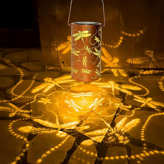 ANYTALK Dragonfly Solar Lanterns Outdoor Waterproof, Birthday Gifts for Women Mom Grandma, Hanging Solar Lights for Yard, Patio, Porch, Garden Decor, Christmas Gifts for Her/Him