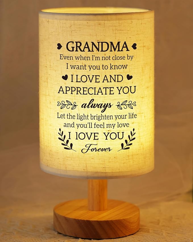 Mothers Day Gifts for Grandma from Grandkids, to My Grandma Fabric Bedside Table Lamp Presents, Birthday Christmas Valentines Gifts for Grandma Grandmother