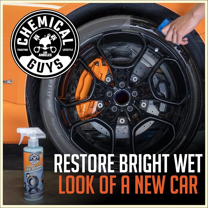 Chemical Guys Tire Kicker Sprayable Extra Glossy Tire Shine Spray, Dry-to-Touch Dressing - Restores Wet Look to Rubber, Vinyl, and Plastic, Safe for Cars, Trucks, Motorcycles, RVs, and More - 128 oz