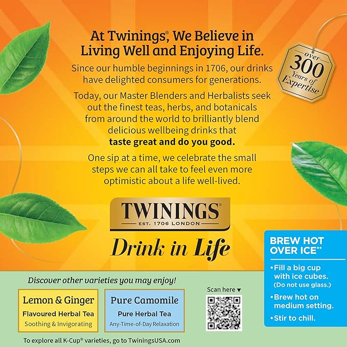 Twinings Pure Peppermint Herbal Tea 72 K-Cup Pods for Keurig, 12 Count (Pack of 6), Made with 100% Pure Peppermint, Naturally Caffeine-Free, Enjoy Hot or Iced