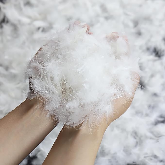 MOOX Down Feathers Pillow Filling Stuffing with 10% Goose Down 90% Feather Fluffy Blend Fill DIY Upholstery Crafts for Couch Cushions Bed Pillow Inserts Stuffing (4.0, Pounds)