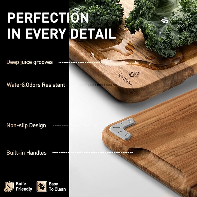 Teak Cutting Board 15inch Non Slip Over Sink Kitchen 2025 First Apartment Essentials Wooden Cutting Board New Home Must Haves Accessories House Warming Decor Housewarming Hostess Host Gifts L