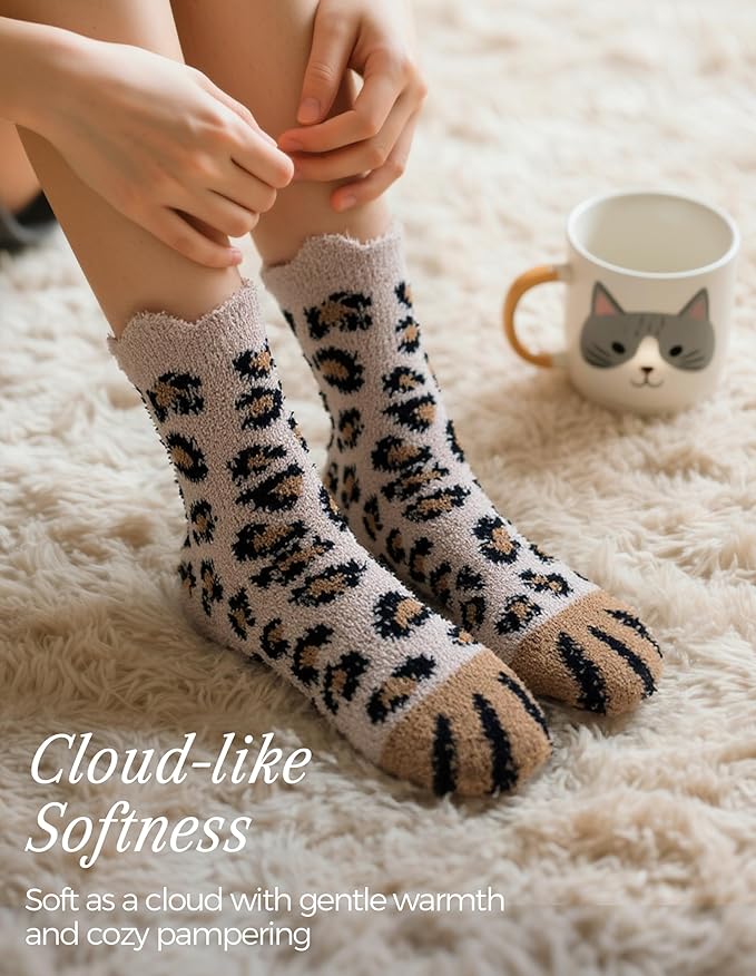 TEHOOK Warm & Cozy Gifts for Women, Fluffy Fuzzy Plush Sleeping Slipper Socks - Soft Warm Fabric