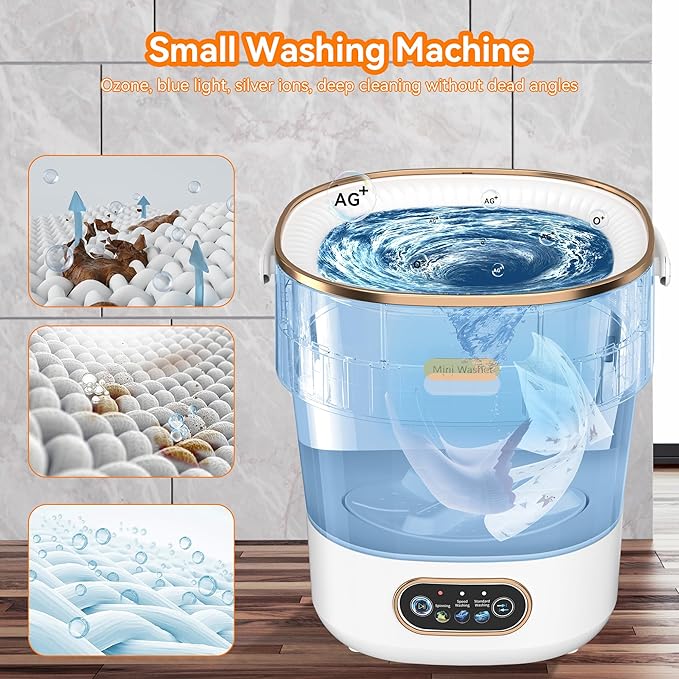 Portable Washing Machine, Folding 20L Mini Washer and Spin-Dryer, 3 Cleaning Modes & Deep Cleaning Small Compact Laundry Machine of Small Clothes for Apartments, Dormitories,Home, RV, Travel, White