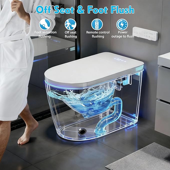 TOTTE Luxury Smart Toilet with Bidet Built-in, Auto Open/Close, Dual Auto Power Flush, One Piece Elongated Toilet with Instant Warm Water & Warm Air Dryer, Built-in Aroma System, Japanese Toilets