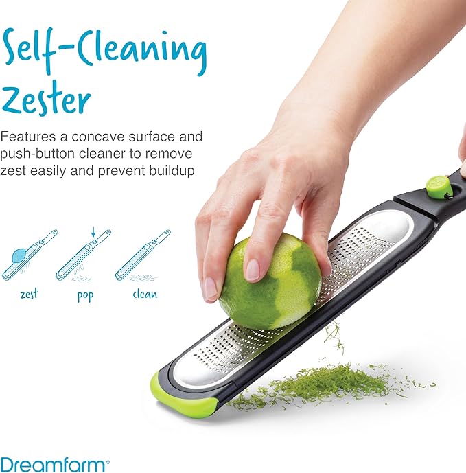 Dreamfarm Kitchen Tools Set - Ograte & Ozest - Dual-Sided Ultra-fine Grater & Self-Cleaning Zester with Snap-On Covers - Kitchen Essentials for Grating & Zesting - BPA-Free & Dishwasher Safe