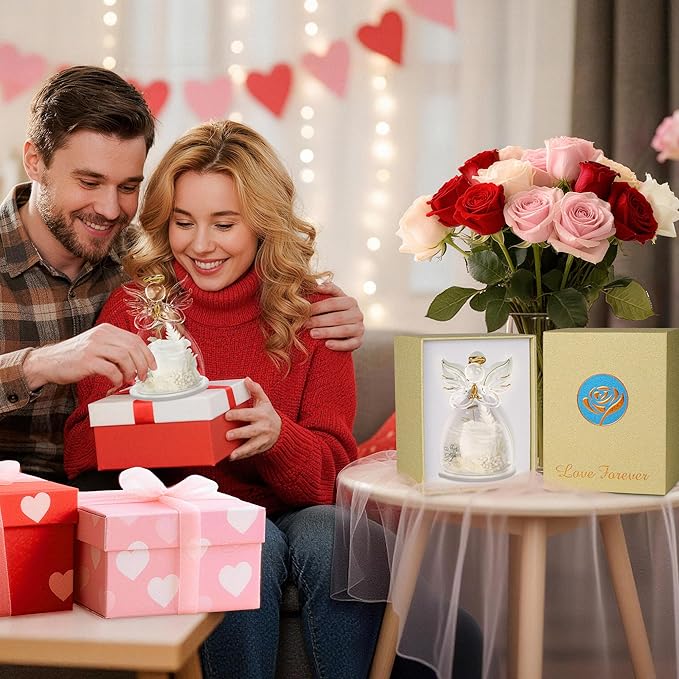 Mothers Day Mom Gifts for Mom,Fresh Flowers for Delivery,Birthday Gifts for Women Her,Preserved Flowers in Angel Figurines,Angel Gifts for Moms Mothers Day Grandma Wife Sister Valentines,White Gift